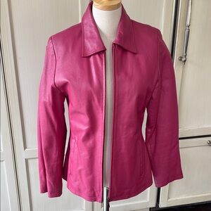 Wilda pink Leather Jacket with removable liner
